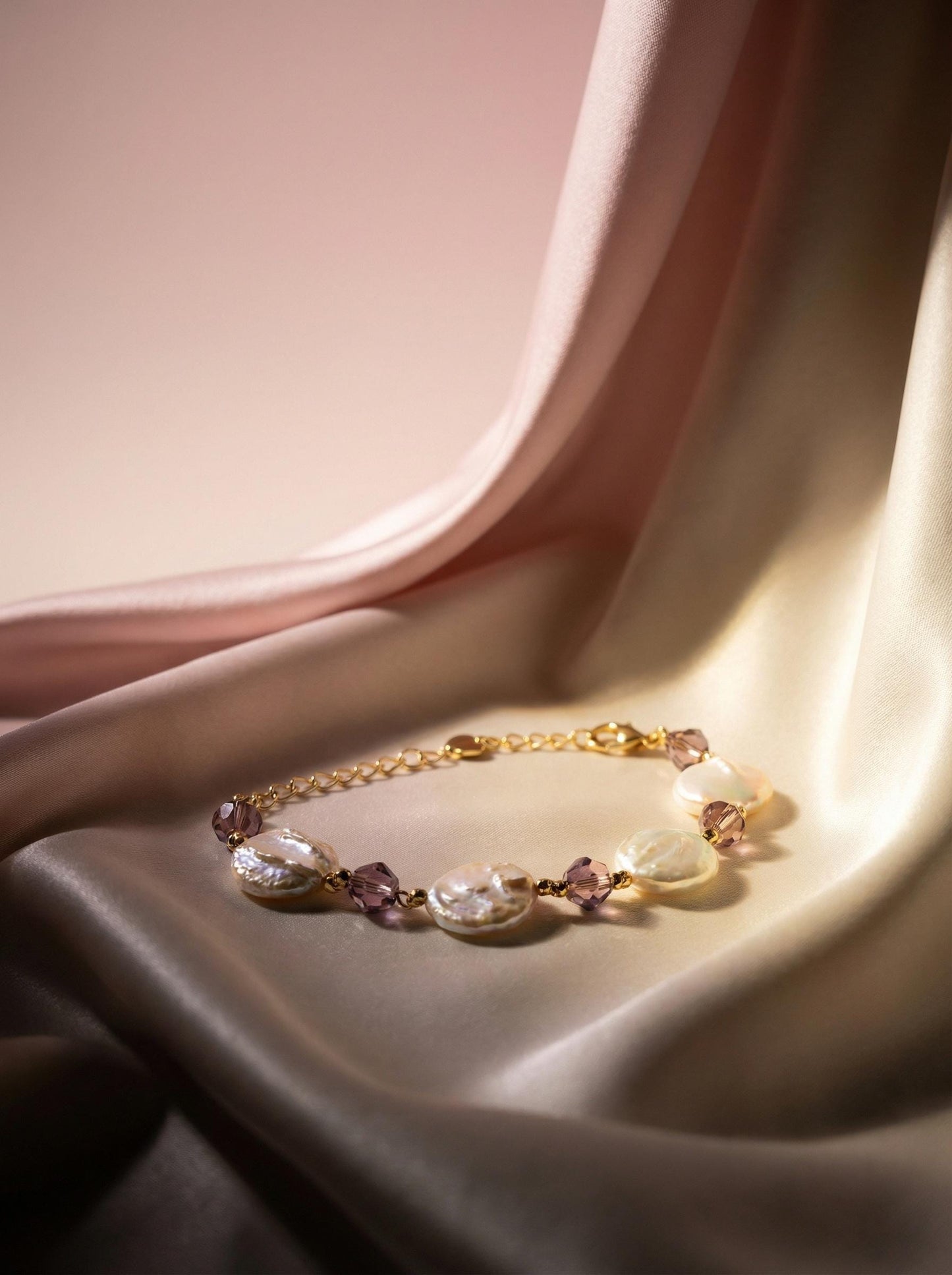 Real AAA High Luster Coin Pearl Bracelet, 15-16mm Coin Shaped Freshwater Pearls, Wedding Anniversary Jewelry and Handmade Bridesmaid Gift