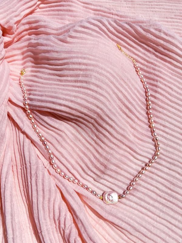 Handmade Pink Freshwater Pearl Necklace, Genuine Freshwater Pearl Necklace, Rare Pearl Necklace, Bridal Necklace, Valentine's Day Gift