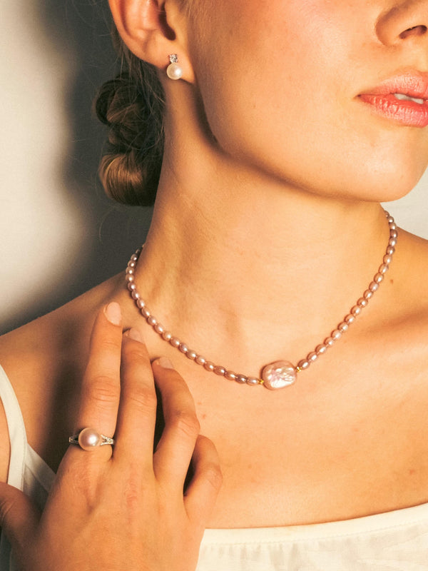 Handmade Pink Freshwater Pearl Necklace, Genuine Freshwater Pearl Necklace, Rare Pearl Necklace, Bridal Necklace, Valentine's Day Gift