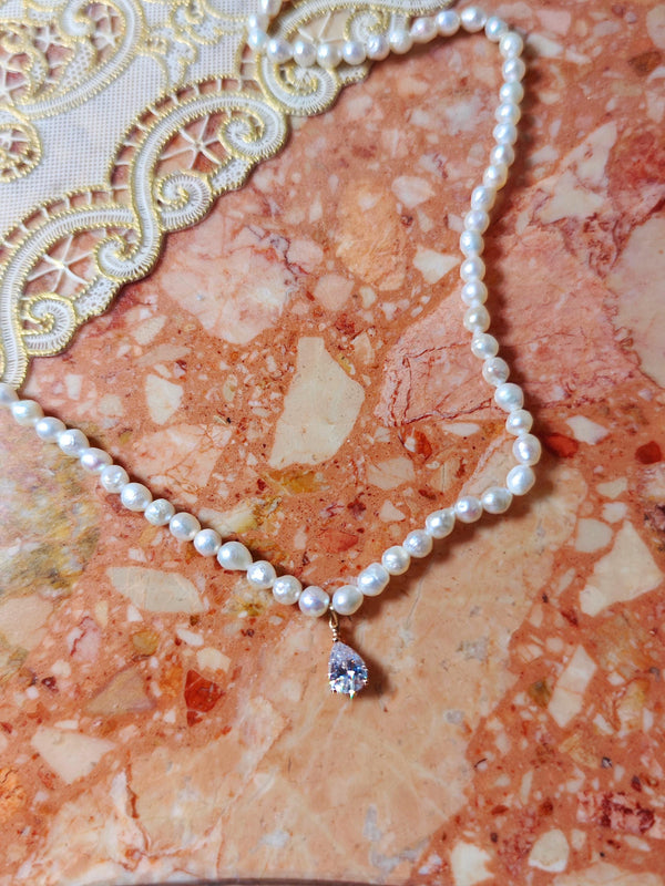 Real Freshwater Pearl Necklace, Handmade Multiple Pearl Beaded Necklace, 4mm Dainty Pearl Pendant, Wedding Jewelry Gift for Bridesmaid