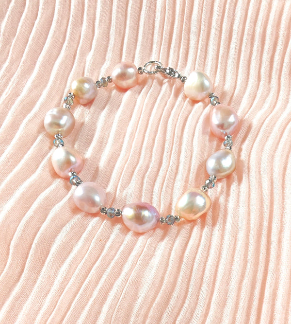 Real Freshwater Pearl Bracelet, Large 9.0-10mm Natural Purple Pearls, Premium Quality Wedding Anniversary Jewelry, Handmade Bridesmaid Gift
