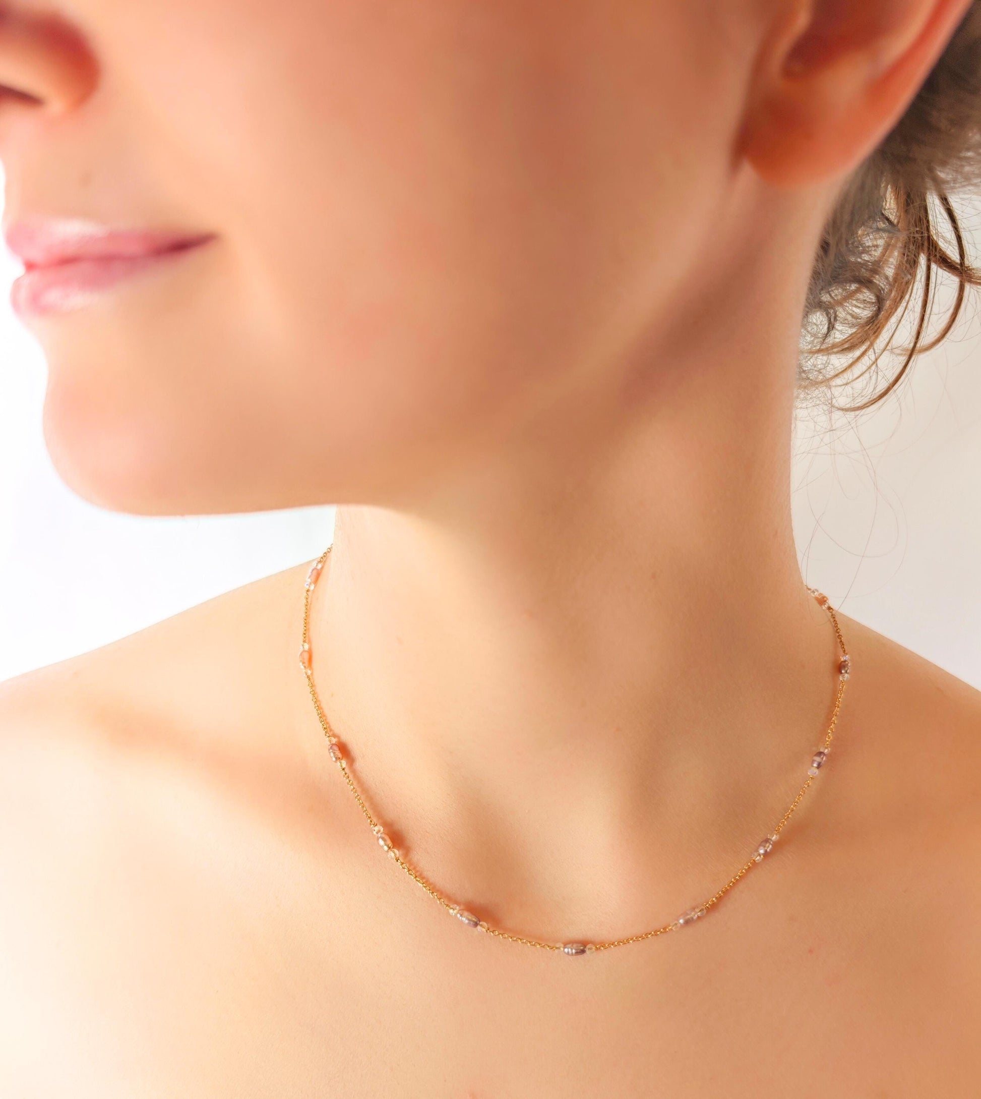 Necklace worn by a person with a neutral background