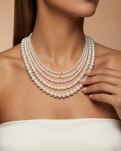 AAA+ Pearl Necklace, Real Freshwater White Choker Necklace, Handmade Pearl Jewelry, Elegant Bridesmaid Wedding Jewelry, Mother of Pearls