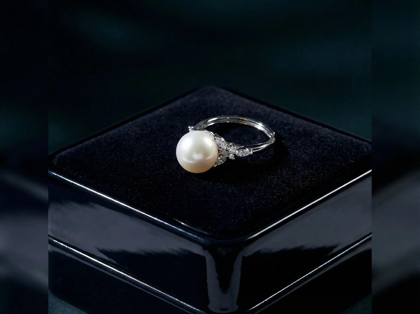 Round Pearl Ring for Women: 10mm Real Pearl Ring, Handmade Silver Stainless Steel Adjustable Statement Ring, Valentine’s Day Gift for Her