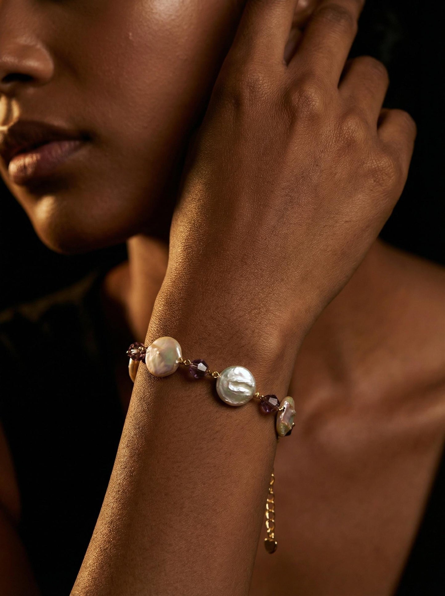 Real AAA High Luster Coin Pearl Bracelet, 15-16mm Coin Shaped Freshwater Pearls, Wedding Anniversary Jewelry and Handmade Bridesmaid Gift