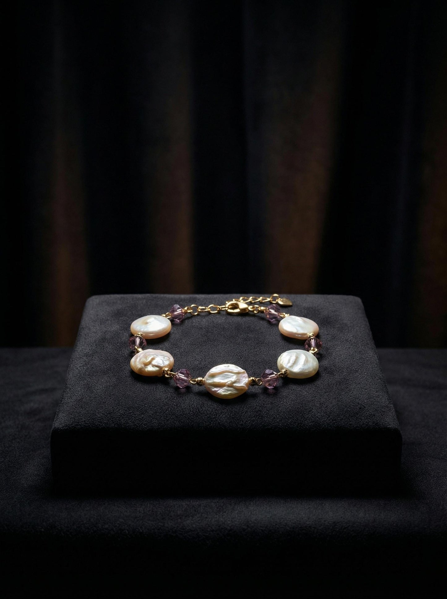 Real AAA High Luster Coin Pearl Bracelet, 15-16mm Coin Shaped Freshwater Pearls, Wedding Anniversary Jewelry and Handmade Bridesmaid Gift