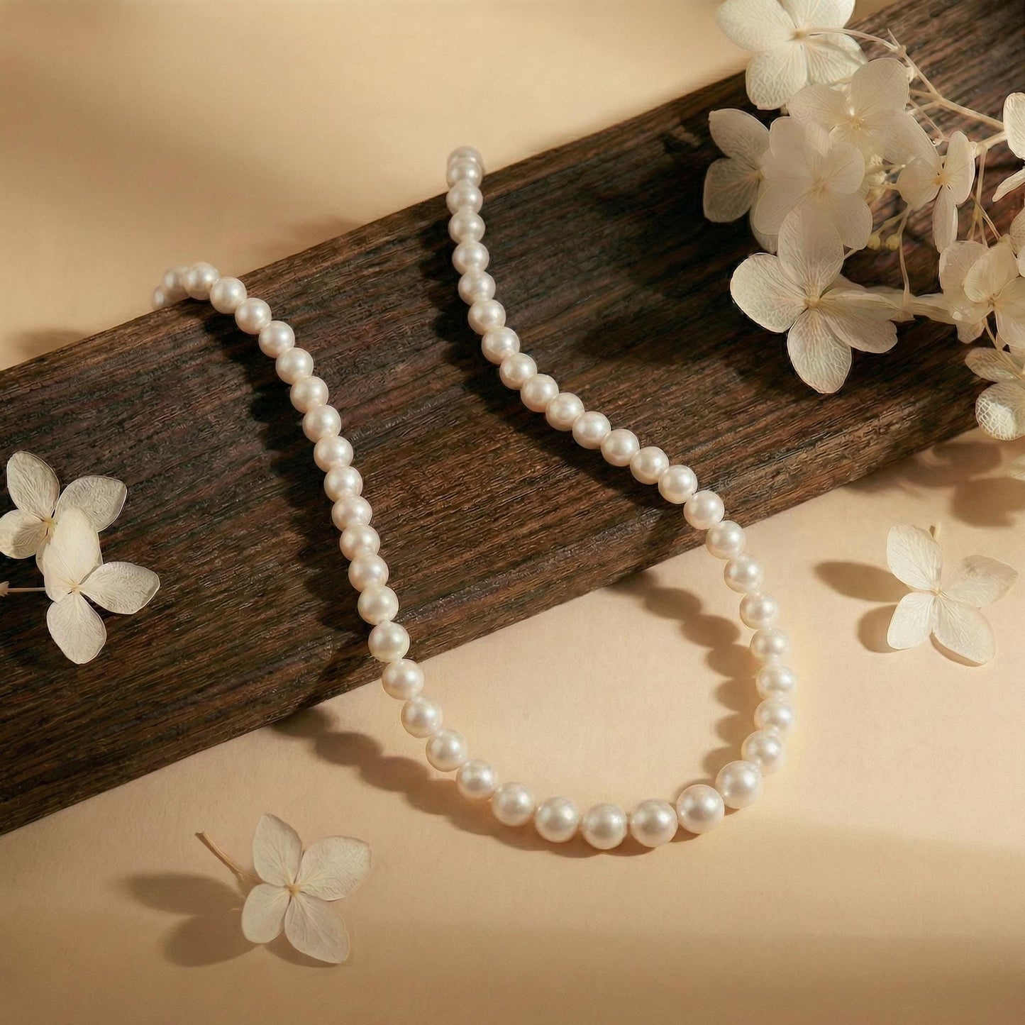 AAA+ Real 6-7 mm Pearl Necklace, Handmade Pearl Choker Necklace, Premium Quality, Hypoallergenic, Timeless Wedding Bridesmaid Jewelry Gift