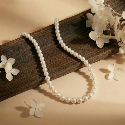AAA+ Real 6-7 mm Pearl Necklace, Handmade Pearl Choker Necklace, Premium Quality, Hypoallergenic, Timeless Wedding Bridesmaid Jewelry Gift