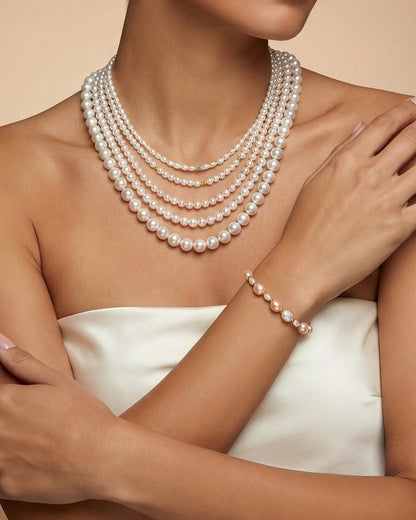 AAA+ Pearl Necklace, Real Freshwater White Choker Necklace, Handmade Pearl Jewelry, Elegant Bridesmaid Wedding Jewelry, Mother of Pearls