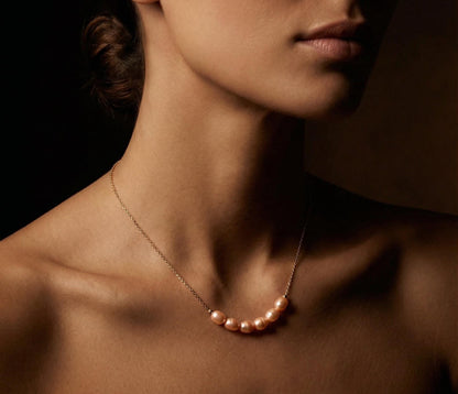 Minimalist Freshwater Pearl Necklace, 6 Baroque Pearls, Handmade Daily Wear Pearl Necklace, 18K Gold Plated Bridesmaid Gift, Wedding Jewelry